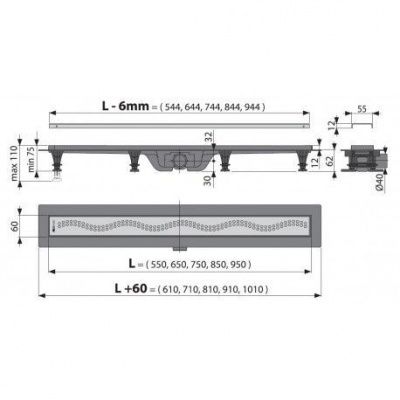 Водоотводящий желоб AlcaPlast APZ9-850M Simple