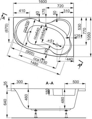 Акриловая ванна VAGNERPLAST MELITE 160x105 Right