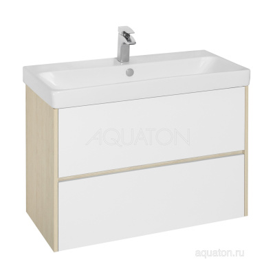 Тумба под раковину Aquaton Сканди 90 белая, дуб верона 1A251901SDB20