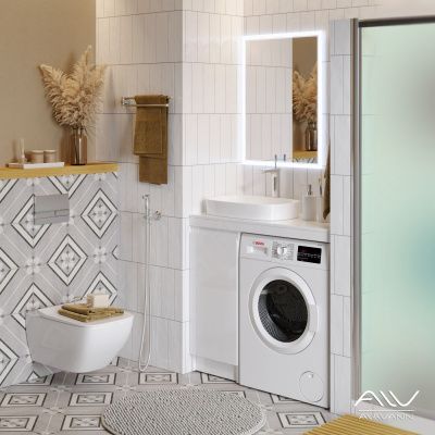 Тумба с раковиной Alavann Soft 100 столешница шпон правая