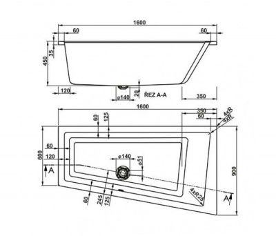 Акриловая ванна VAGNERPLAST CAVALLO OFFSET 160x90 Left
