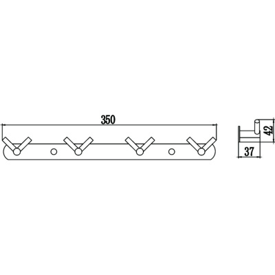 Планка с крючками (4 крючка) Savol S-007224H черный