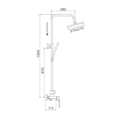 Душевая система Rose R1836H-6 черный