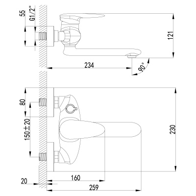 Смеситель для ванны Lemark Status LM4414C