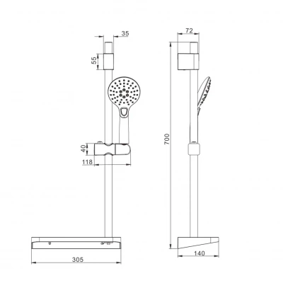 Душевой гарнитур Rose R109 хром