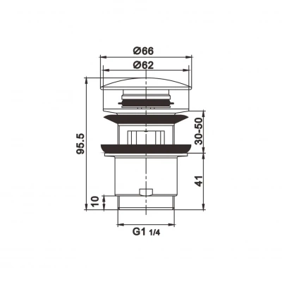 Донный клапан Rose RS01T оружейная сталь