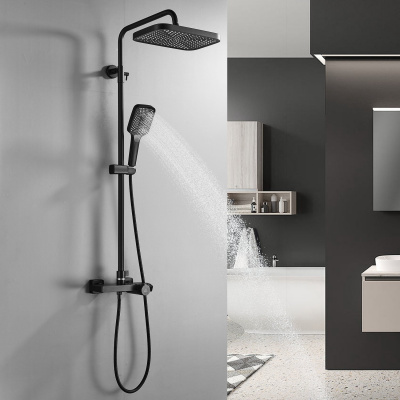 Душевая система с термостатом Rose R1896H-6 черный