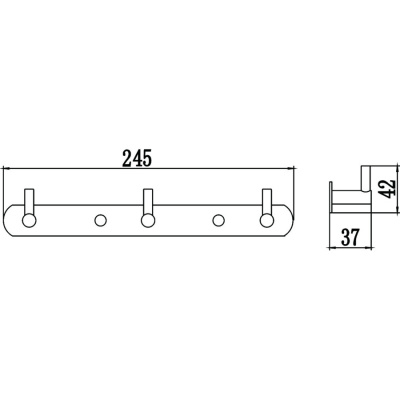 Планка с крючками (3 крючка) Savol S-007213H черный