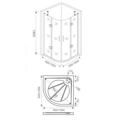 Душевой уголок GOOD DOOR SATURN R-100-C-CH