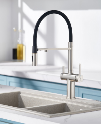 Смеситель для кухни с подключением фильтра для воды Rose R358L сатин