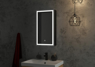 Зеркало-шкаф Континент Mirror Box Black Led 350х650 левый