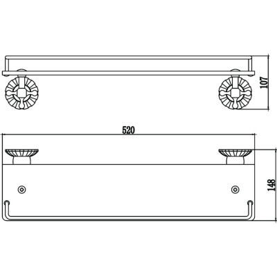 Полка прямая (стеклянная) 60 см Savol S-08991C бронза