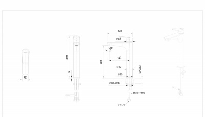 Смеситель для раковины Bravat RHEIN F1429564BW-A-ENG высокий