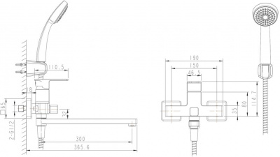 Смеситель Bravat RIFFLE F672106C-LB универсальный с душем