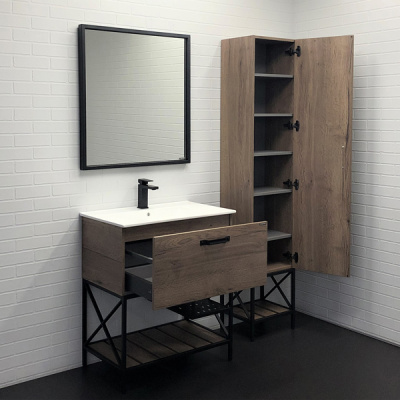 Тумба с раковиной Comforty Бредфорд 75 дуб темный