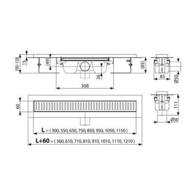 Водоотводящий желоб AlcaPlast APZ1-1150