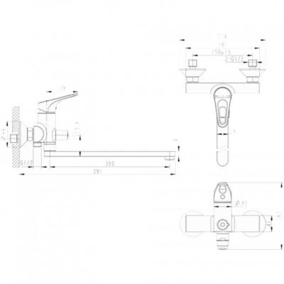 Смеситель Bravat DROP-DF648162C-LB-RUS универсальный с душем