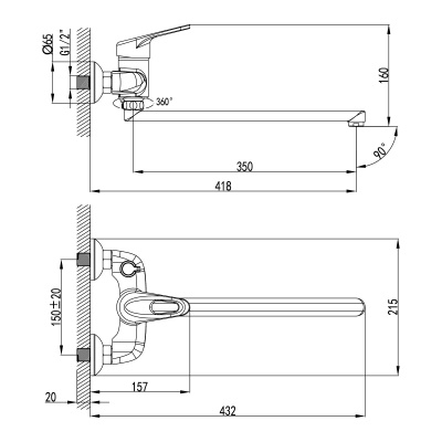 Смеситель для ванны Lemark Luna LM4117C