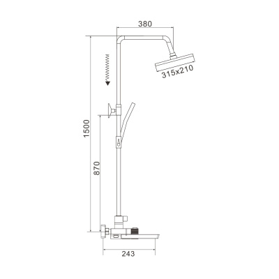 Душевая система с термостатом Rose R1896 хром