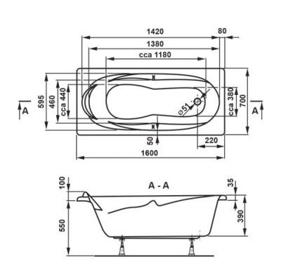 Акриловая ванна VAGNERPLAST KLEOPATRA 160x70