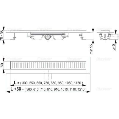 Водоотводящий желоб AlcaPlast APZ101-850 Low