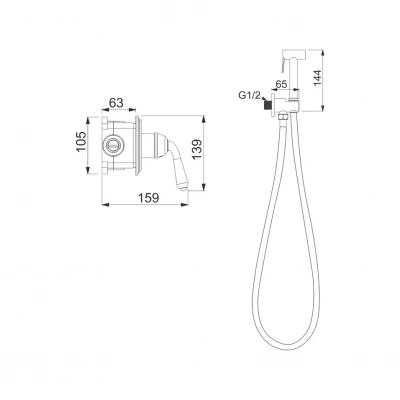 Гигиенический душ со смесителем Rose R0205Q бронза