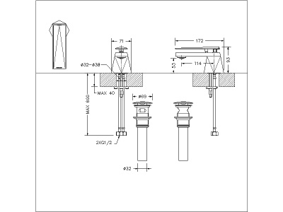 Смеситель для раковины Bravat DIAMOND S F118102C-ENG