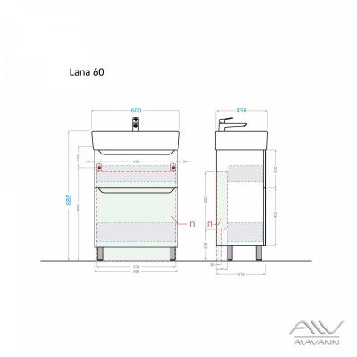 Тумба с раковиной Alavann Lana 60 (Q 60)