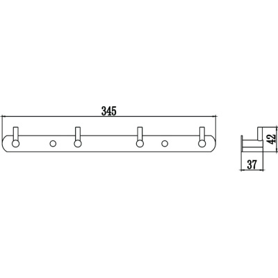Планка с крючками (4 крючка) Savol S-007214C бронза