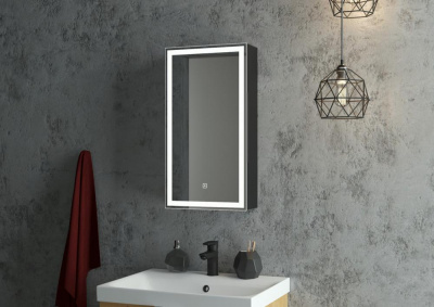 Зеркало-шкаф Континент Mirror Box Black Led 350х650 левый