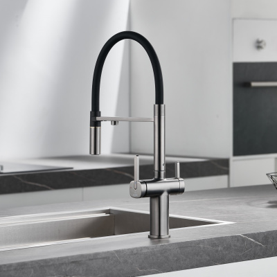 Смеситель для кухни с подключением фильтра для воды Rose R358T оружейная сталь
