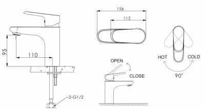 Смеситель для раковины Bravat PURE F1105161C
