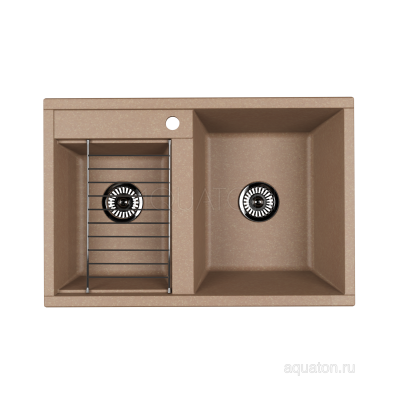 Мойка для кухни из литого мрамора Aquaton Делия 78 DBL 2 чаши латте