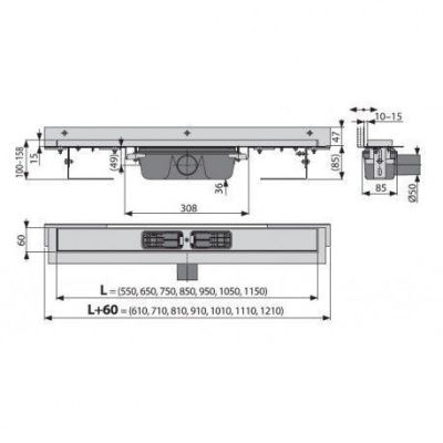 Водоотводящий желоб AlcaPlast APZ4-1050 Flexible