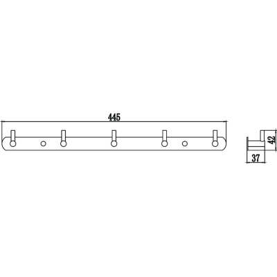 Планка с крючками (5 крючков) Savol S-007215B золото