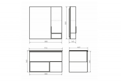 Тумба с раковиной Comforty Франкфурт 90 бетон светлый