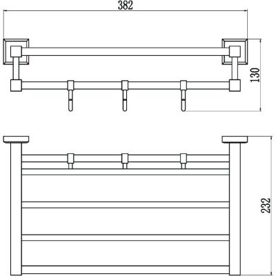 Полка для полотенец 40 см 4 крючка Savol S-409544 хром