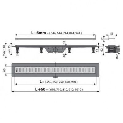 Водоотводящий желоб AlcaPlast APZ10-850M Simple