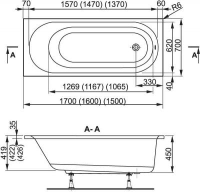 Акриловая ванна VAGNERPLAST KASANDRA 150x70