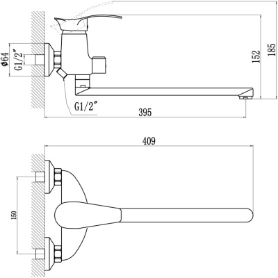 Смеситель для ванны Savol S-T2206 хром