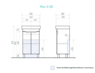Тумба под раковину VIGO Minor 500