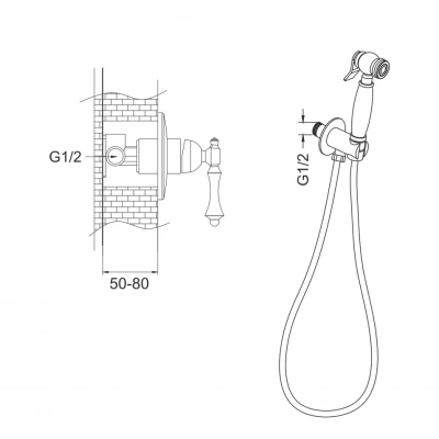 Гигиенический душ со смесителем Rose R0105Q бронза