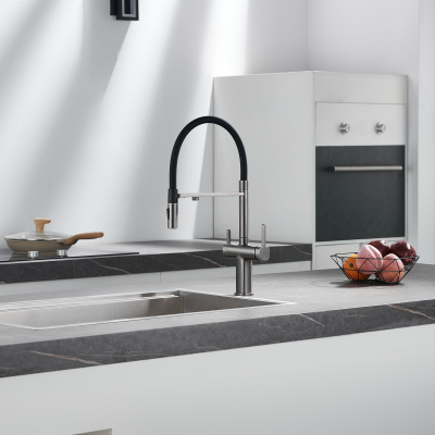 Смеситель для кухни с подключением фильтра для воды Rose R358T оружейная сталь