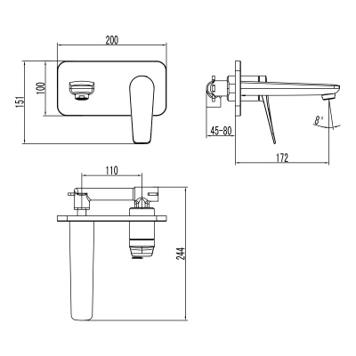 Смеситель для раковины Lemark Bronx LM3726BL