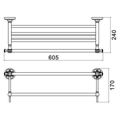 Полка для полотенец 60 см Savol S-005844A хром