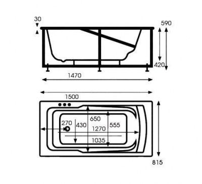 Акриловая ванна VAGNERPLAST ULTRA 150x82