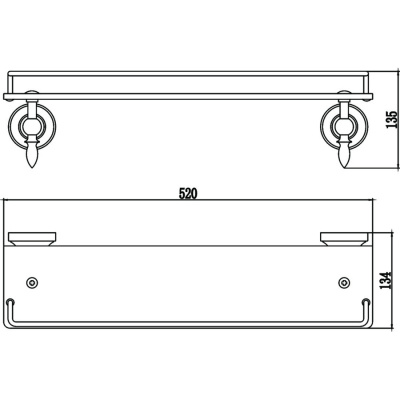 Полка прямая (стеклянная) 60 см Savol S-06891B золото