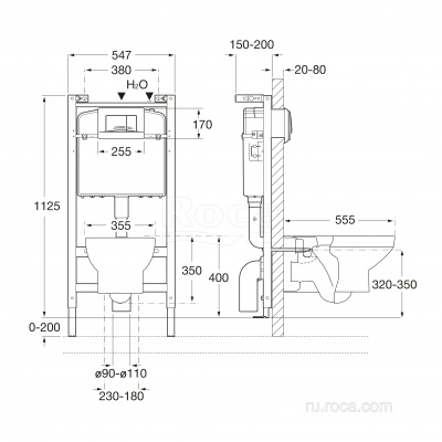 ПЭК Roca Dama Senso Pack 893104090 подвесной унитаз + инсталляция + кнопка + сиденье