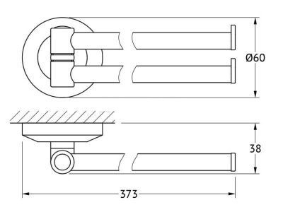 Держатель полотенец поворотный двойной 37 см FBS Standard STA 044